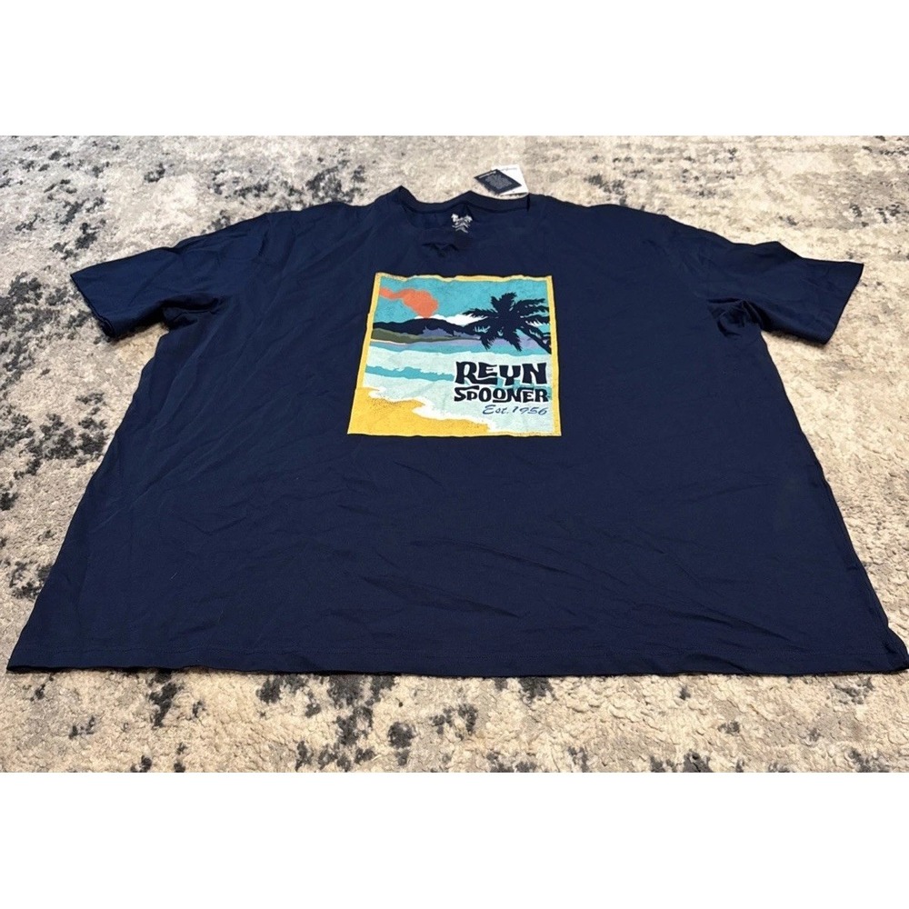 Reyn Spooner Goodfellow Mens Sz 4XL Graphic T-Shirt Beach Dark Blue New